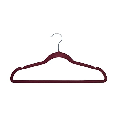 Amazon Basics Velvet Suit Hangers, Non-Slip, Burgundy, Silver, 30 Pack.
