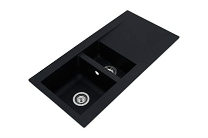 Respekta Denver Mineralite Composite Sink in Black / 1 Bowl Inset Sink in 100 x 50 cm / Sink suitable for base cabinets from 60 cm wide