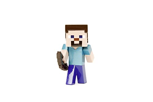 Jada Toys Minecraft Figure Set (4 pieces) made of metal - Collectible figures from Minecraft Caves & Cliffs (Steve, Alex, Creeper, and Warden) for gamers & collectors aged 8 and up, each 6 cm.