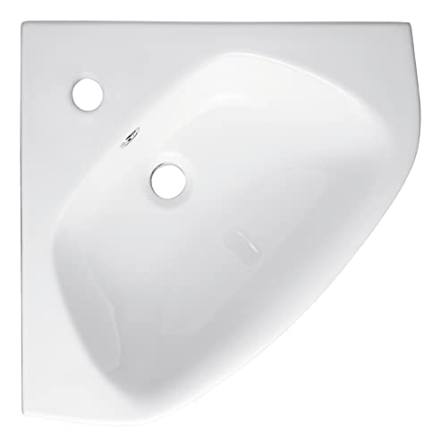 aquaSu® Corner hand washbasin Utha 46 cm | Corner washbasin with overflow and tap hole | Wall-hung corner washbasin | 46 x 47 cm | White ceramic | 56217 1