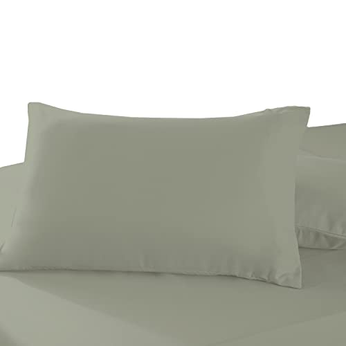 Pizuna Luxury Soft Satin 2-Pack Pillowcase 40x80 cm New Sage Green, 400 Thread Count Cotton Square Pillowcases, 100% Long Staple Cotton Pillowcase (New Sage Green, 40x80 cm)