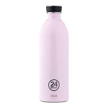 24Bottles Urban - water bottle 1L, 100% sealed lid, eco-friendly stainless steel water bottle, ultralight sports bottle (non-insulated), Italian design, candy pink