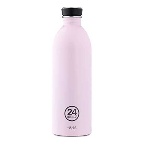 24Bottles Urban - water bottle 1L, 100% sealed lid, eco-friendly stainless steel water bottle, ultralight sports bottle (non-insulated), Italian design, candy pink