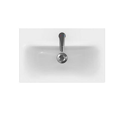 VBChome 24" Slim Grey Bathroom Furniture Set with Faucet and Pop-up Drain Basin with Vanity Cabinet Washbasin 2 Drawers Moduo Hanging Cabinet Click-clack