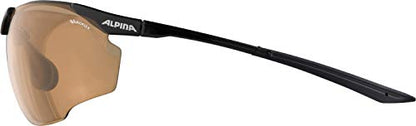 ALPINA SPLINTER SHIELD V - Photochromic, shatterproof & anti-fog sports and cycling glasses with 100% UV protection for adults, black, One Size