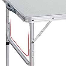 Folding camping table with adjustable height, portable, foldable, picnic tables for kitchen, dining room, garden, planting table, outdoor and indoor use, aluminum countertop, desk, 2 heights 67