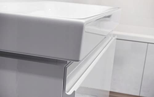 VBChome 24" Slim Grey Bathroom Furniture Set with Faucet and Pop-up Drain Basin with Vanity Cabinet Washbasin 2 Drawers Moduo Hanging Cabinet Click-clack