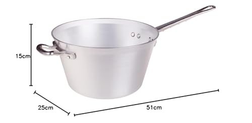Agnelli Pots Polenta pot, made of aluminum, with stainless steel handle and grip, Silver 24 cm Silver/black