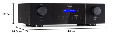 Auna AMP-4000 DAB HiFi stereo amplifier, DAB+ radio, USB remote control, amplifier with LED display, black.