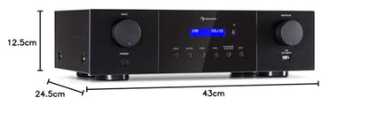 Auna AMP-4000 DAB HiFi stereo amplifier, DAB+ radio, USB remote control, amplifier with LED display, black.
