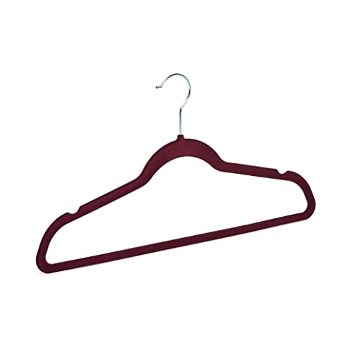 Amazon Basics Velvet Suit Hangers, Non-Slip, Burgundy, Silver, 30 Pack.