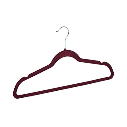 Amazon Basics Velvet Suit Hangers, Non-Slip, Burgundy, Silver, 30 Pack.