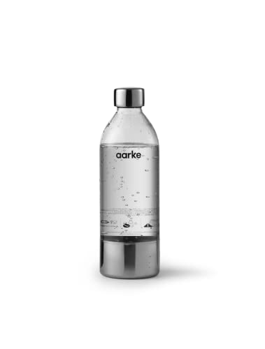 Aarke 2-Pack PET bottles for Carbonator 3 water carbonator, BPA-free with stainless steel details, 800ml, AASPB1-STEEL.