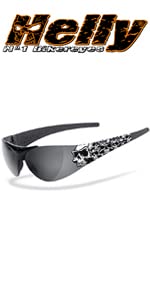 Helly® - No.1 Bikereyes® | H-FLEX® - unbreakable, fog-free, HLT® plastic safety lens according to DIN EN 166 | Motorcycle glasses, motorbike goggles, sports glasses | Glasses: moab 4 - triple skull
