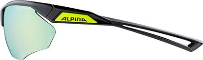ALPINA NYLOS HR - Mirrored and shatterproof sports & cycling glasses with 100% UV protection for adults, black, One Size