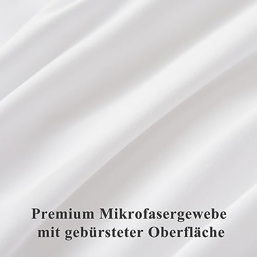 Aisbo bedding 200x200 3-piece set White - Microfiber bedding sets with zipper, ÖKO-TEX duvet cover 200x200cm 3pcs with pillowcase 40x80 cm, Soft and Wrinkle-free