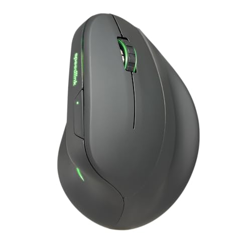Speedlink PIAVO PRO RGB Vertical Mouse rechargeable - wireless quiet mouse ergonomic for right-handers, integrated battery, LED RGB lighting, adjustable up to 3200 dpi, black