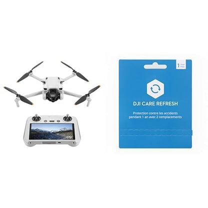 DJI Mini 3 (DJI RC) + DJI Card DJI Care Refresh 1-Year Plan - Lightweight and foldable mini camera drone with 4K HDR video, 38 min flight time, real vertical shooting, and intelligent features, C0