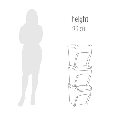 Practice 3 x 25L Kitchen Trash Can Stackable Box 3 Compartments - Trash Bin Box 3 pieces - Kitchen Trash Can with Lid