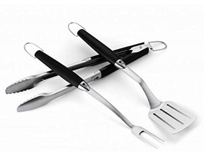 Weber-Stephen 6630 Grill Tool Set 3-piece, Stainless Steel, Black