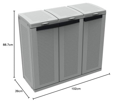 Terry, Ecocab 3, garbage sorting cabinet, for indoor and outdoor use, 3 separate compartments - 102x39x88.7 cm