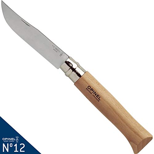 Opinel O001084 pocket knife, beige, 12 cm, hardwood brown