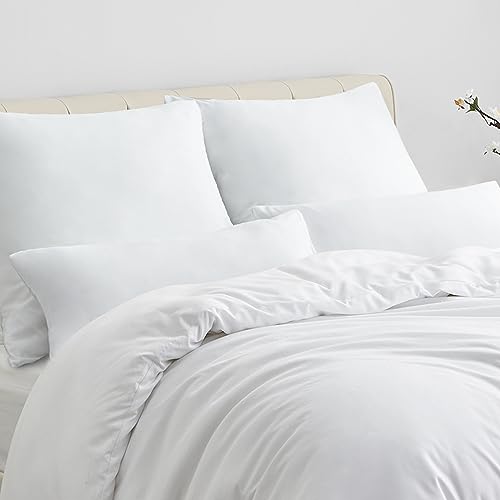 Aisbo bedding 200x200 3-piece set White - Microfiber bedding sets with zipper, ÖKO-TEX duvet cover 200x200cm 3pcs with pillowcase 40x80 cm, Soft and Wrinkle-free