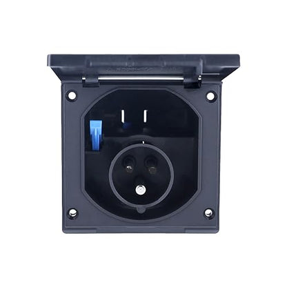 Swabe Camping CEE caravan inlet plug - 230V / 16A outdoor installation plug with hinged cover - 3-pin plug for caravans - outdoor area - IP44 - Made in Germany - Black I 61493