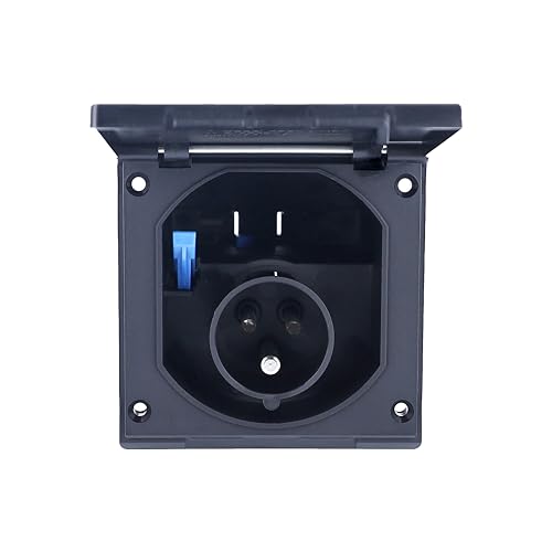Swabe Camping CEE caravan inlet plug - 230V / 16A outdoor installation plug with hinged cover - 3-pin plug for caravans - outdoor area - IP44 - Made in Germany - Black I 61493