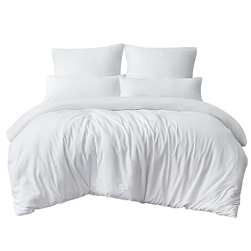 Aisbo bedding 200x200 3-piece set White - Microfiber bedding sets with zipper, ÖKO-TEX duvet cover 200x200cm 3pcs with pillowcase 40x80 cm, Soft and Wrinkle-free