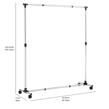 Amazon Basics - Garment Rack with Wheels, Chrome, 89 - 144 cm x 44 cm x 99.5 - 162 cm