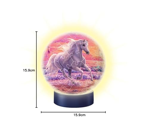Ravensburger 3D Puzzle 11843 - Nightlight Puzzle-Ball Horses at the Beach - 72 pieces - for ages 6 & up / 3D Puzzle 11842 - Nightlight Puzzle-Ball Paw Patrol - 72 pieces - for ages 6 & up