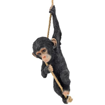 abc HOME | Garden Figurine | Monkey on Rope | Polyresin | 70 cm H including Rope