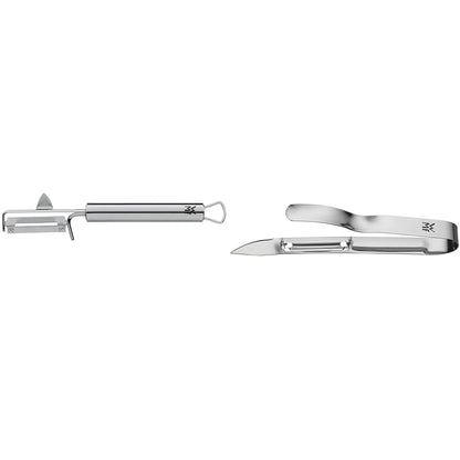 WMF Profi Plus Potato Peeler Pendulum Blade 19 cm, single-blade swivel peeler & Gourmet Asparagus Peeler 17 cm, vegetable peeler, Cromargan stainless steel, dishwasher safe