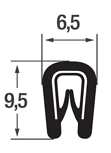 SMI edge protection profile KS1-2S-M for 1-2mm PVC with steel reinforcement Black self-clamping without adhesive - Edge protection, bead profile, edge profile, edge protection strip for car doors, sheets (20 m)