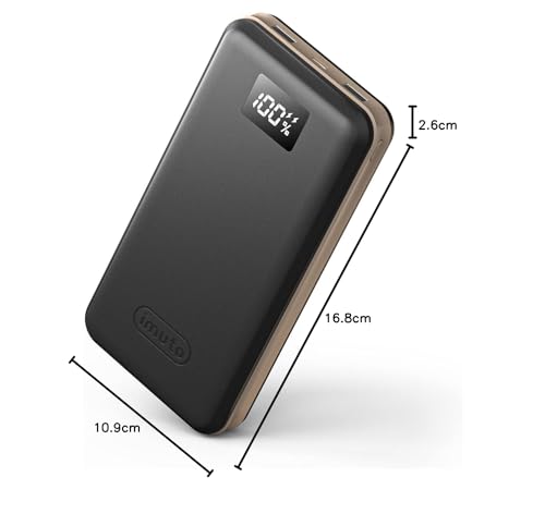 imuto Powerbank PD 65W 27000mAh Power Delivery USB C external battery Quick Charge 3.0 charger compatible with laptop MacBook Pro/Air Dell Surface Go Lenovo iPhone 16 Huawei Galaxy tablet Steam Deck