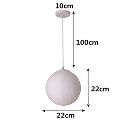 KRIPINC 3D Printing Ceiling Lamp Moon, Creative Pendant Light Moon, Moon Lamp Ceiling Light, Adjustable Height E27 Planet Lamp for Kids' Room Bedroom Living Room Restaurant Bar, Diameter 22cm
