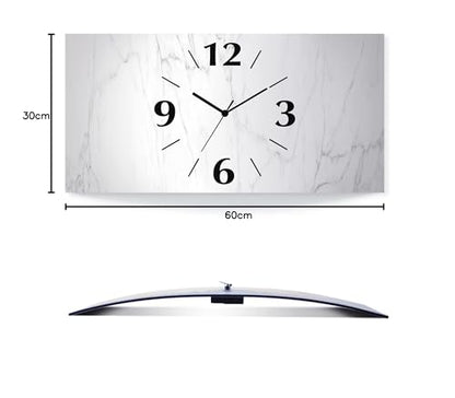 ARTLAND wall decoration wall clock without ticking noises Aluminum radio clock analog radio clock 60x30 cm White marble stone look U1RF