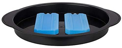 APS 9094 Thermo Tray Set, set consists of 1 sturdy bowl, 1 stainless steel tray, 2 cooling packs, 1 lid, Ø 30 cm, height 15 cm, black.