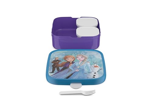Mepal - Bento Box Large Campus - Bento Lunchbox for Kids - Includes 2 leak-proof bento compartments & fork - Bento compartment is microwave-safe - 2x 200 + 1250 ml - Frozen 2