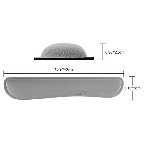 ELZO Wrist Rest for Keyboard Ergonomic Keyboard Pad with Memory Foam, Non-Slip and Anti-Tendonitis Problems for PC Computer and Laptop - Gray