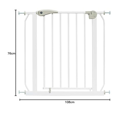 ib style Baby Gate for Stairs Berrin 58-185 cm, Door Gate, Pet Gate, No Drilling, White, 108-116 cm
