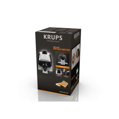 Krups FDD95D Professional double waffle maker, makes 2 Belgian waffles at once, rotating function for perfect waffles, 7 browning levels, dishwasher safe plates, 1200W, black
