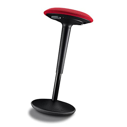 Sedus se:fit, ergonomic stool, standing stool, perching seat, standing aid, red, black, plastic, rubber base, adjustable height 53-80 cm.