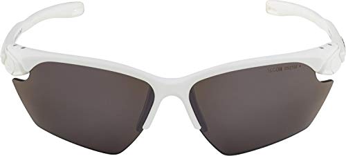 ALPINA TWIST FIVE S HR Q-LITE - Mirrored, contrast-enhancing & fog-free sports & cycling glasses with 100% UV protection for adults, white matte, One Size