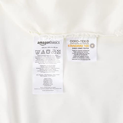 Amazon Basics Fitted Sheet, Microfiber, Cream, 135 x 190 x 30 cm