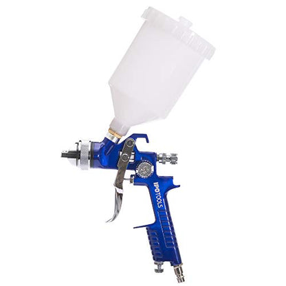 IPOTOOLS HVLP paint spray gun 1.4mm + 1.7mm & 2.0mm nozzle - H-827P professional paint spraying system spray gun with 600ml plastic cup and stainless steel nozzle 2X nozzle set