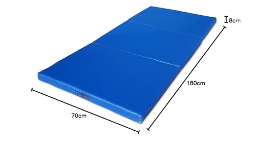 NiroSport folding gym mat 180 x 70 x 8 cm, soft blue gymnastics mat.