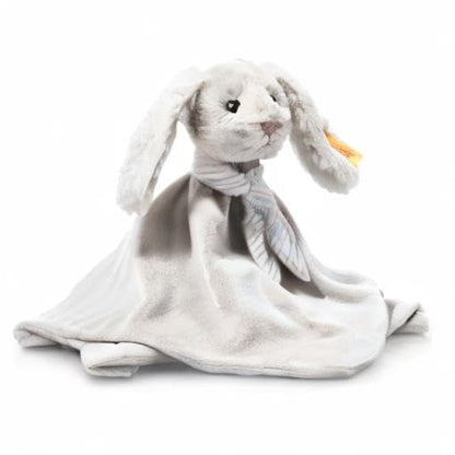 Steiff cuddly toy Hoppie Hare snuggle blanket, Cute stuffed animal, Boys, Girls & babies from 0 months, Friends, 26 cm, Light grey, 242250