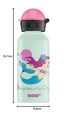 SIGG - Aluminum Kids Water Bottle - KBT Nixie - Leak-proof & Shatterproof - Lightweight - BPA-free - Climate Neutral Certified - Sports & School - White-green & Pink - 0.4L